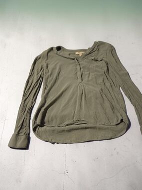 Banana Republic Olive Green Long Sleeve Henley Blouse